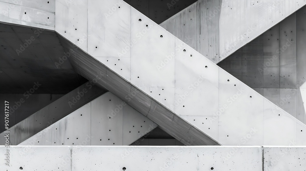Aufkleber Geometric architecture detail modern concrete structure building abstract concrete architecture background building concrete balcony construction middle east Minimal architecture moder : Generative AI