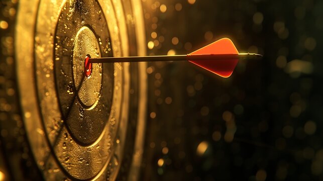 The arrow hit the highlighted target Advertising marketing and targeting Right on the bullseye Success Choose a goal define a task Purposefulness and insight Succeed in work : Generative AI