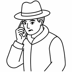 Obraz premium Perpetrator calls your cell phone art vector illustration