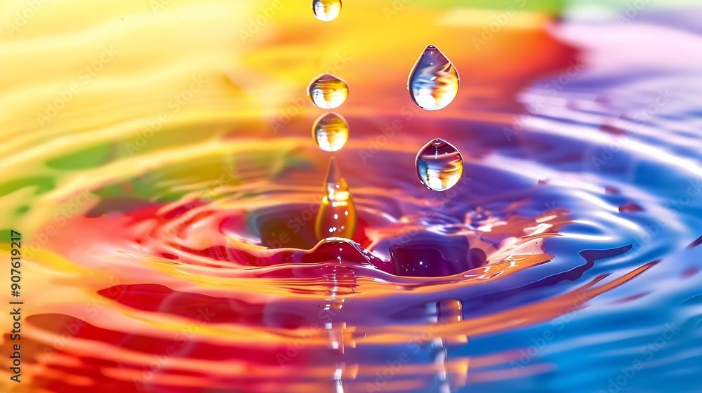 Fototapete abstract color mix color drops in water drop of ink color mix paint falling on water colorful ink in