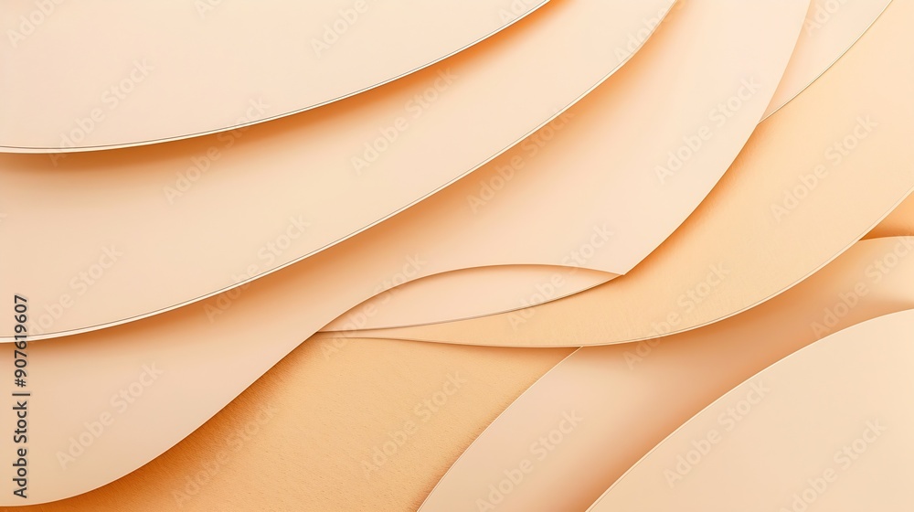 Fototapete Abstract beige colored paper texture background Minimal paper cut style composition with layers of geometric shapes and lines in shades of brown colors Top view : Generative AI