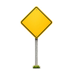 Blank Yellow Road Sign Isolated on Transparent Background