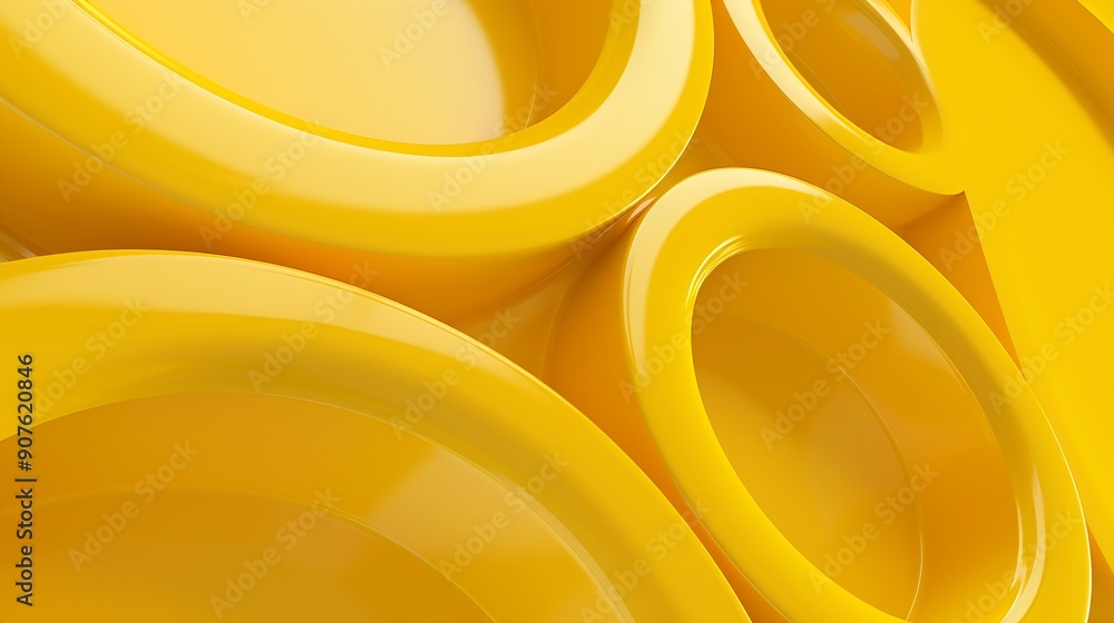 Aufkleber geometric 3d yellow abstract background wallpaper with copy space : generative ai