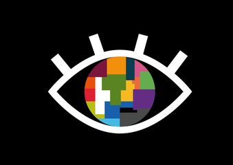 黒背景の多様性を見つめ、自身も多様性に満ちた瞳