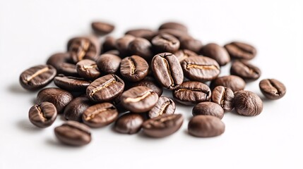 Fototapeta premium Captivating Macro Photography of Arabica Coffee Bean on a White Background