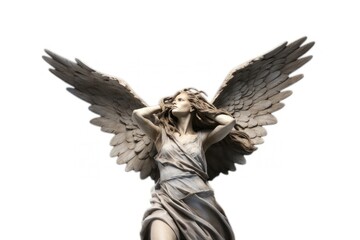 Fototapeta premium Sculpture angel wing white background.