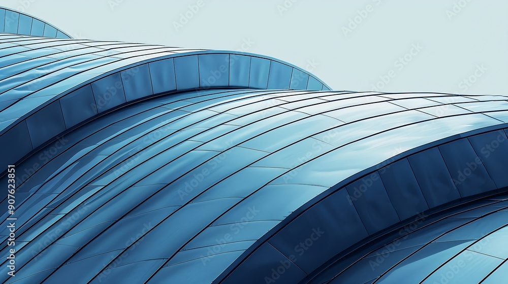 Poster Partially isolated colorized photo of roof structure Abstract modern architecture Fragment of hitech building Round dome shape Commercial estate Minimal background Geometric pattern of : Generative AI