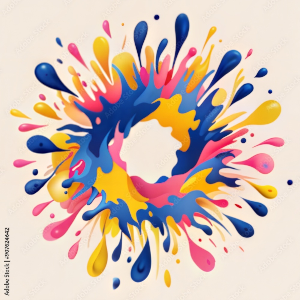 Aufkleber an abstract design featuring a colorful paint splash in vibrant hues, creating a dynamic and energet