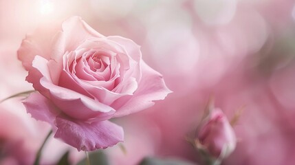 Delicate Pink Rose Petals Close Up - Soft and Blur Flower Background in Macro Photography