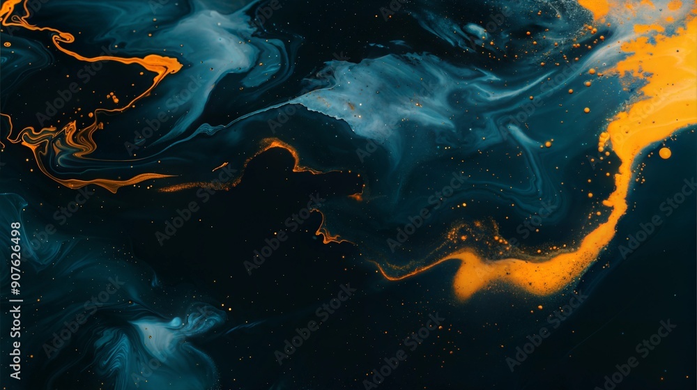Aufkleber an abstract pattern of blue and orange swirls creates a dynamic and mesmerizing visual effect. perfe