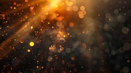 Defocused glow background Bokeh rays Lens flare filter Sun shine leak Blur golden orange white black beam light spot dark abstract overlay : Generative AI