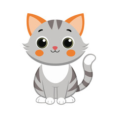 Illustration of Cute cat on white