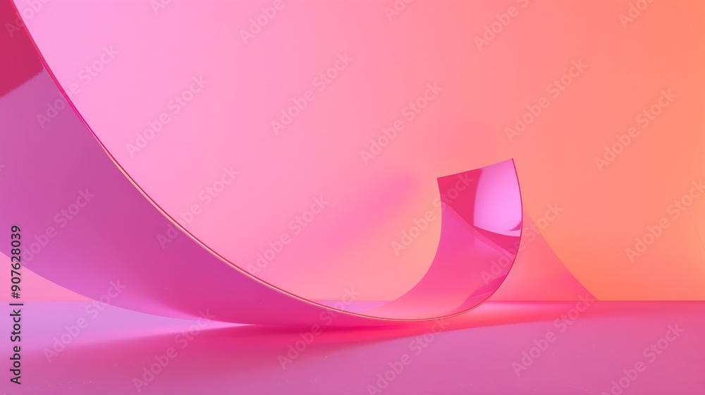 Poster neon abstract curvy shape against the colorful pink background iridescent futuristic template : gene