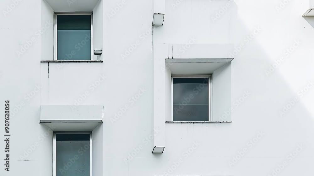 Poster white building exterior minimal geometric architecture minimalist abstract wall : generative ai