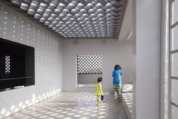 man and woman walking in corridor