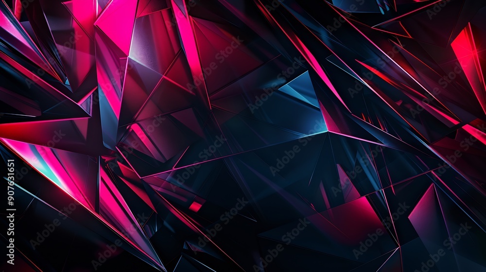 Poster abstract background dark neon colors and geometric pattern : generative ai