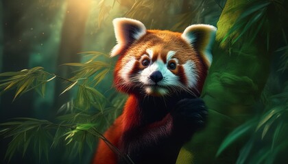 Fototapeta premium Curious red panda