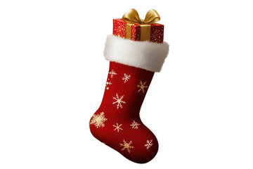 Christmas stocking for gifts on a transparent background
