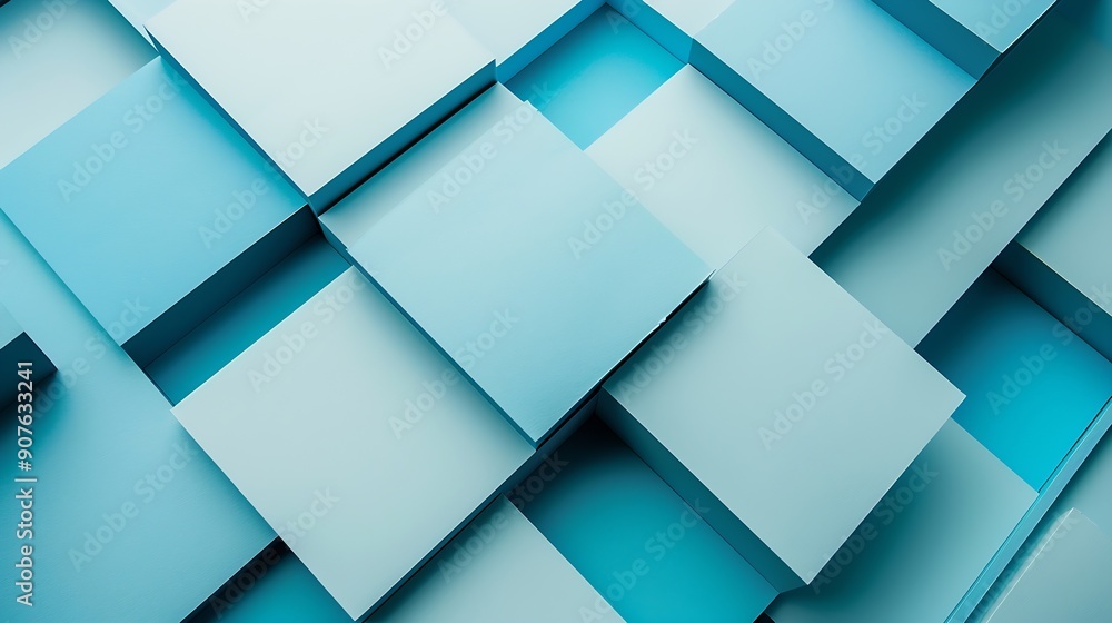 Fototapete Abstract modern background with blue colors Minimal contemporary design Colorful paper color blocks mock up Trendy color block design Textured geometric background may use as backgroun : Generative AI