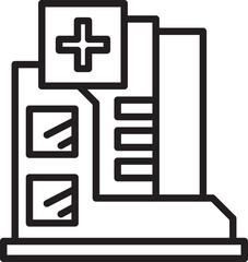 Hospital Building Icon Line Illustration