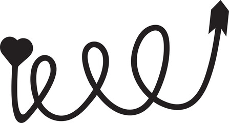 Curved and Doodle Arrow with Heart Shaped Tail Symbol