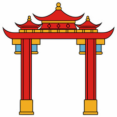 Eastern Chinese arch art vector illustration