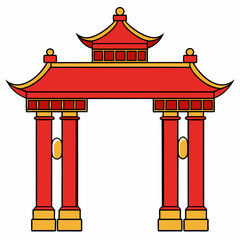 Eastern Chinese arch art vector illustration