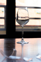 Broken glass of wine. Sadness after the breakup