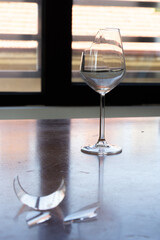 Broken glass of wine. Sadness after the breakup