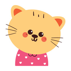 hand drawing cartoon cat sticker. cute animal drawing, doodle