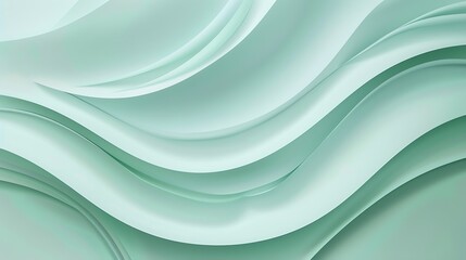 Abstract wave of pastel green paper on light blue background Creative geometric curved paper with light and shadows Abstract geometry background with copy space : Generative AI