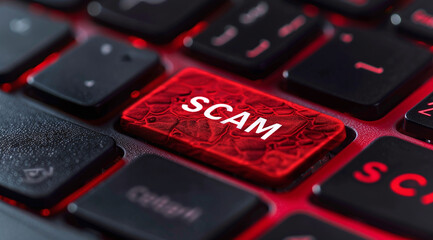 Keyboard Key with SCAM Label: Conceptual Image for Online Scams.