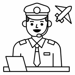 Air Traffic Controller line art vector