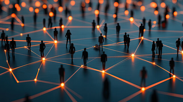 Group of multinational people and digital technology concept. Digital transformation. System engineering.