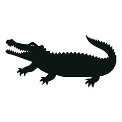 Fototapeta premium a Crocodile, alligator vector silhouette, 