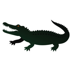 Fototapeta premium a Crocodile, alligator vector silhouette, 