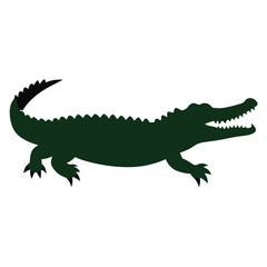 Fototapeta premium a Crocodile, alligator vector silhouette, 