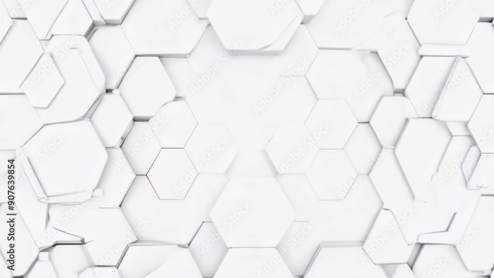 Poster an abstract hexagonal pattern on a clean white background, showcasing modern design elements with a 