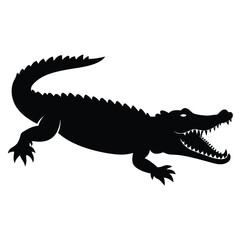 Fototapeta premium a Crocodile, alligator vector silhouette, 