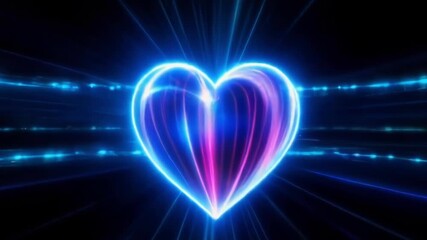 An animated neon heart pulsates with vibrant colors, creating a captivating and dynamic visual effect