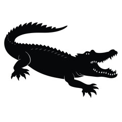 Fototapeta premium a Crocodile, alligator vector silhouette, 