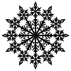 Snowflake silhouette vector illustration,new year, xmas, christmas. Snow, holiday, cold weather, frost. Winter design elements. Vector illustration.