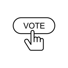 Hand pressing vote button icon, Polling, Voting election with hand sign,vector illustration isolated white background.