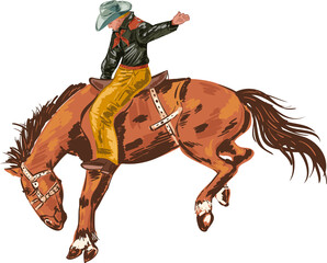 Vintage cowboy /Cowgirl riding horse illustration Element © NOTTY-STUDIO