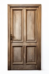 Door wood open furniture cupboard white background.