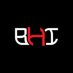 BHI logo design, BHI simple and modern logo. BHI luxurious alphabet design
