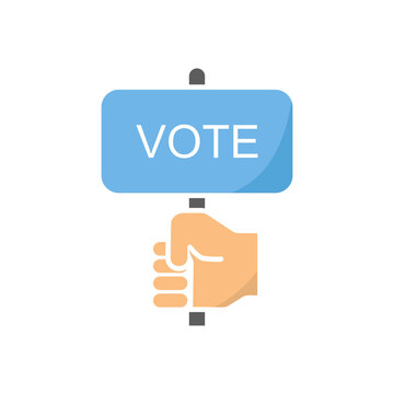 
vote icon, Polling, Voting election with hand holding voting board, vector illustration isolated white background.