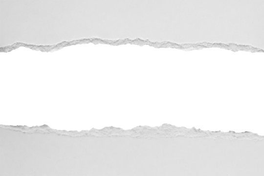 White ripped paper torn edges strips isolated on white background
