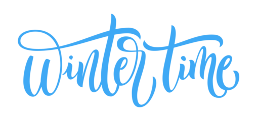 Elegant Winter Time Handwritten Typography in Blue on Transparent Background