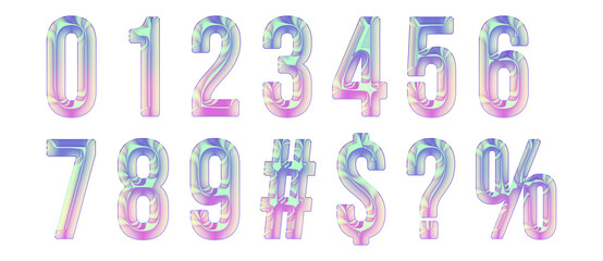 set of hologram number and sign